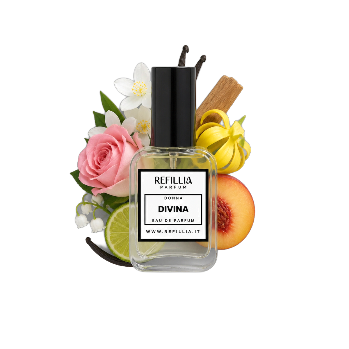 Profumo Donna - Divina, flacone con le note olfattive