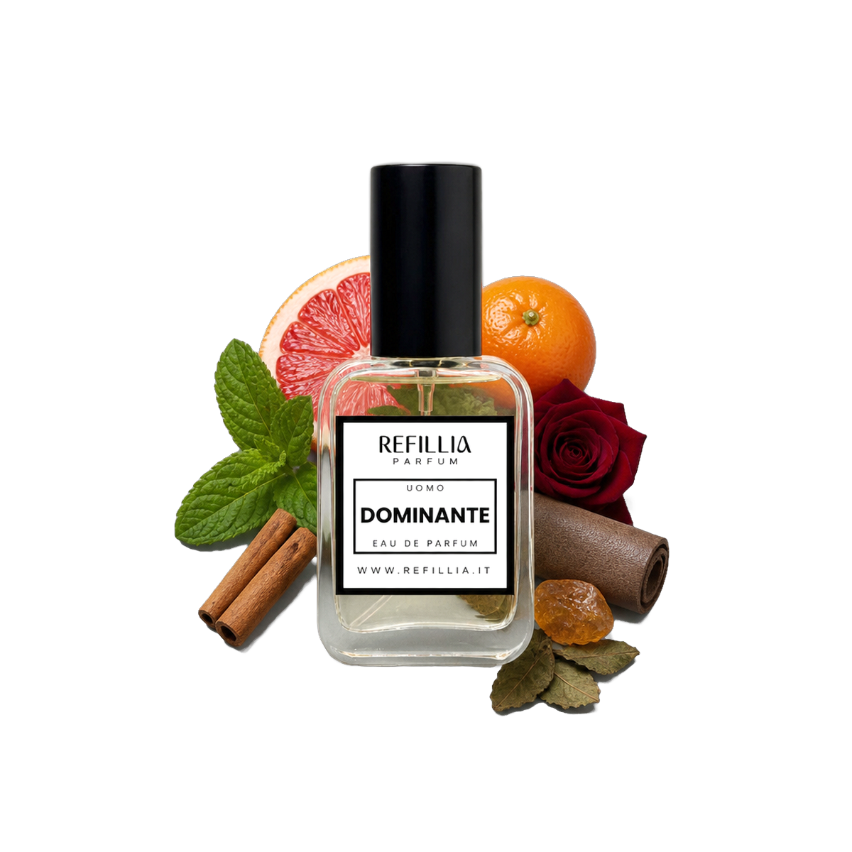 Profumo Uomo - Dominante, flacone con le note olfattive