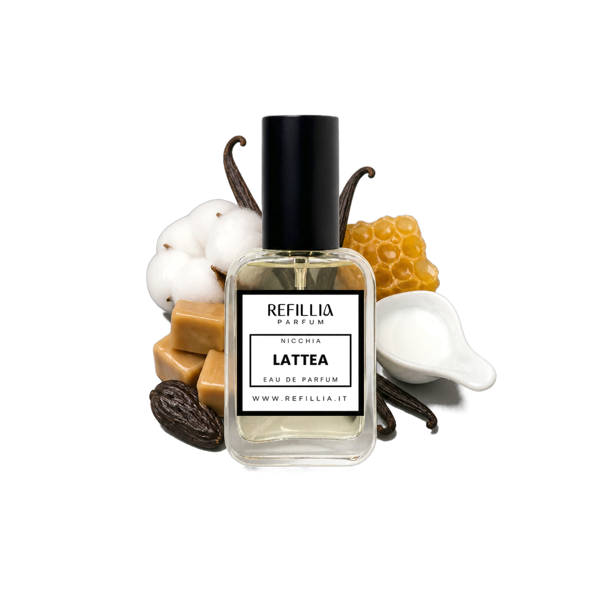 Profumo di Nicchia - Lattea, flacone con le note olfattive