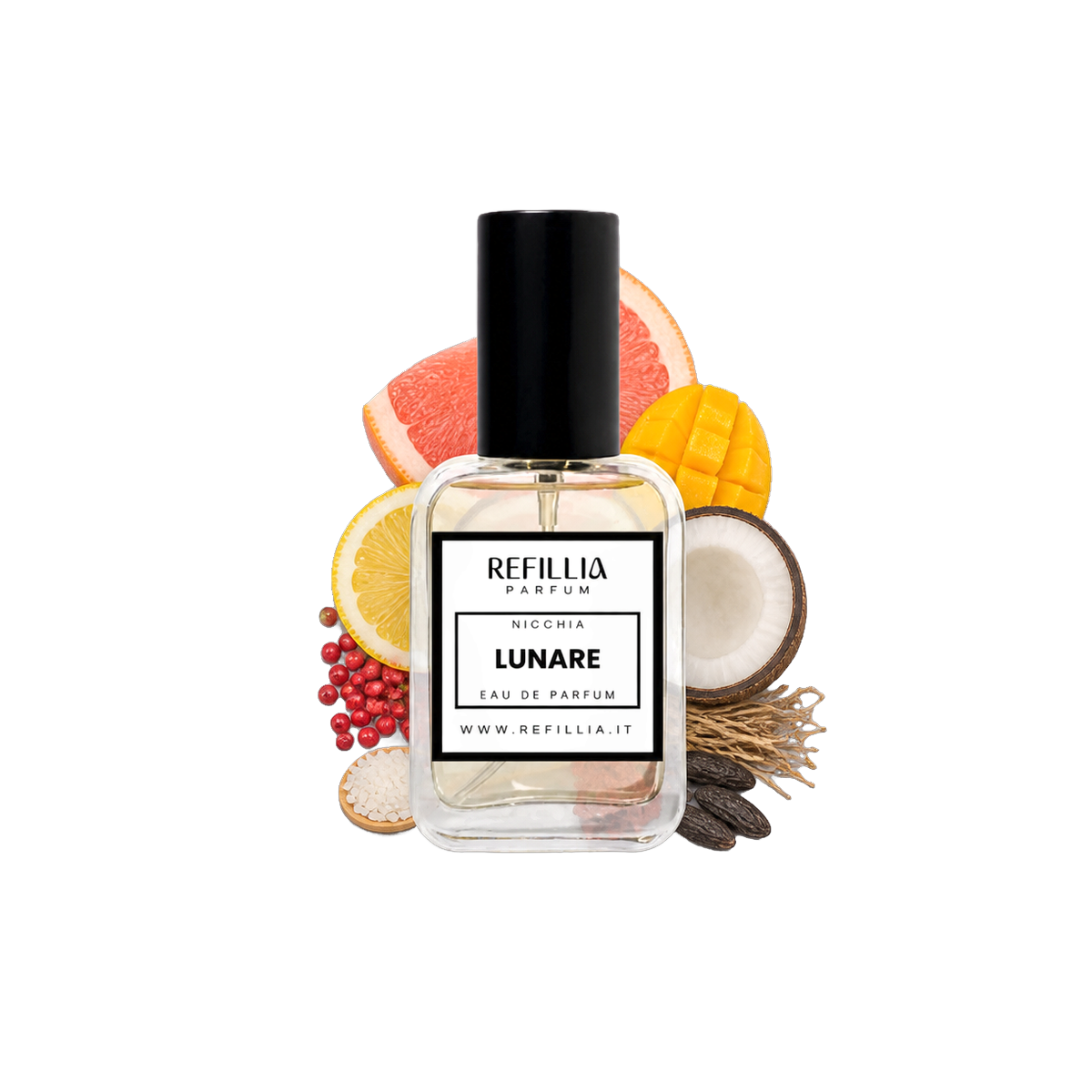 Profumo di Nicchia - Lunare, flacone con le note olfattive