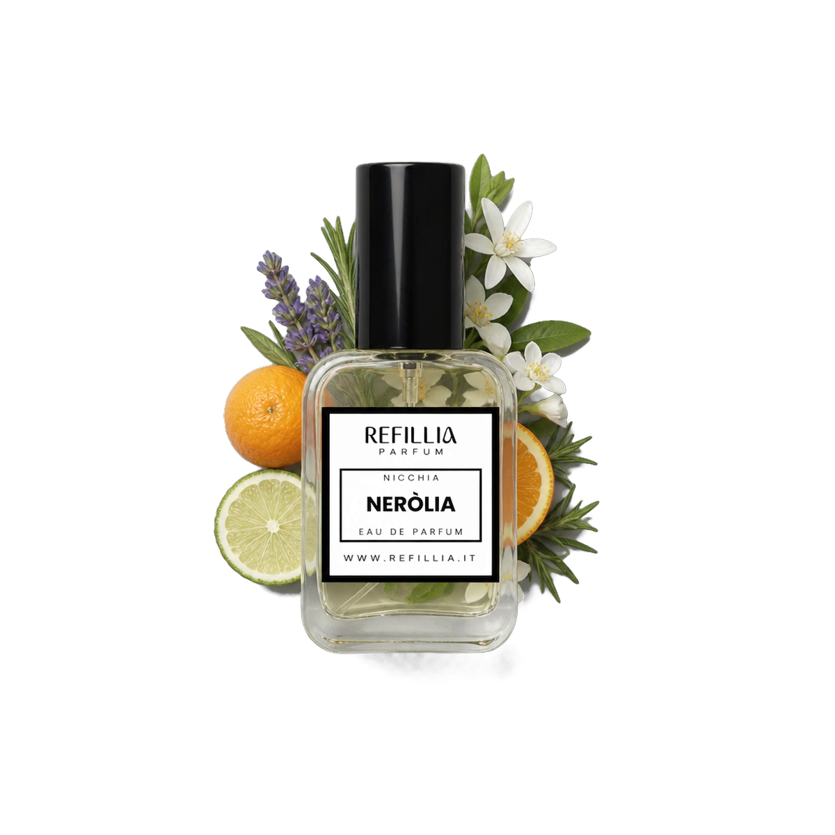 Profumo di Nicchia - Neròlia, flacone con le note olfattive